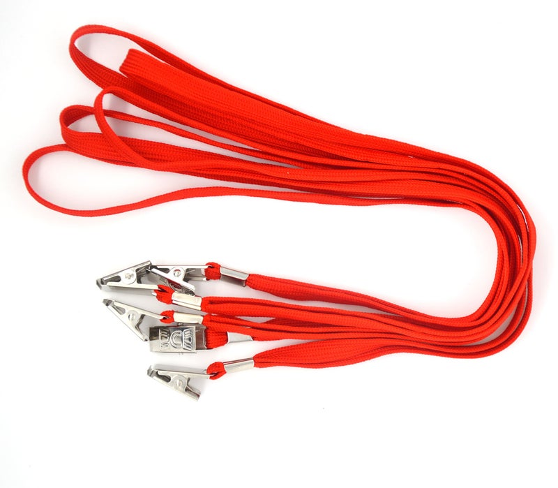 Bird FiyÂ® 50 Pcs Lanyard Bulldog Clip 32-inch Flat Braid Neck Lanyard for Id Cards/badges (Red) - Image 2